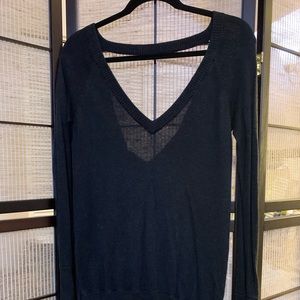 Lululemon Unity Pullover Drape Back Sweater 6 Heathered Black